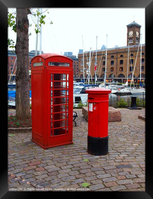Typically British Telephone Box and Post box Framed Print by Terry Senior