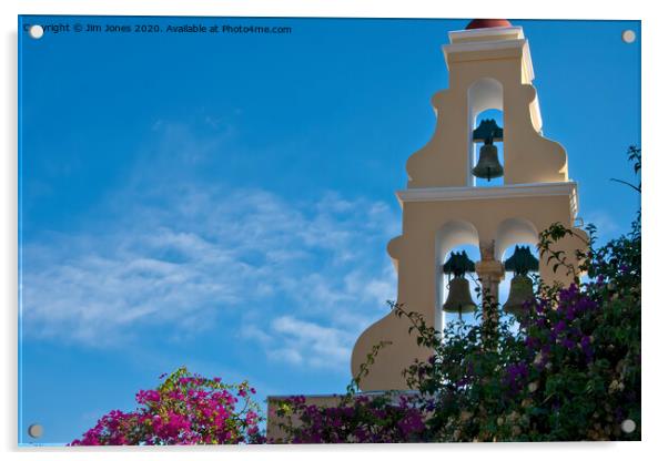 The Bell Tower of Paleokastritsa Monastery Acrylic by Jim Jones