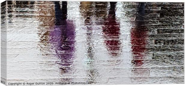 Vibrant Mauve Reflections in Rainy Rome Canvas Print by Roger Dutton