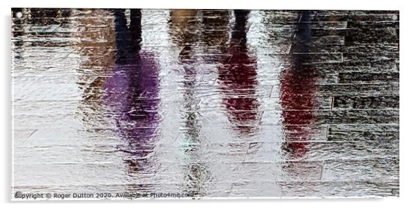 Vibrant Mauve Reflections in Rainy Rome Acrylic by Roger Dutton