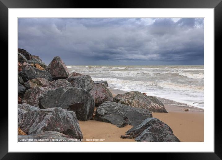 Stormy seas at Happisburgh Norfolk Framed Mounted Print by Graeme Taplin Landscape Photography