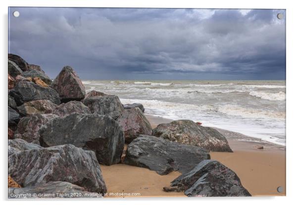 Stormy seas at Happisburgh Norfolk Acrylic by Graeme Taplin Landscape Photography