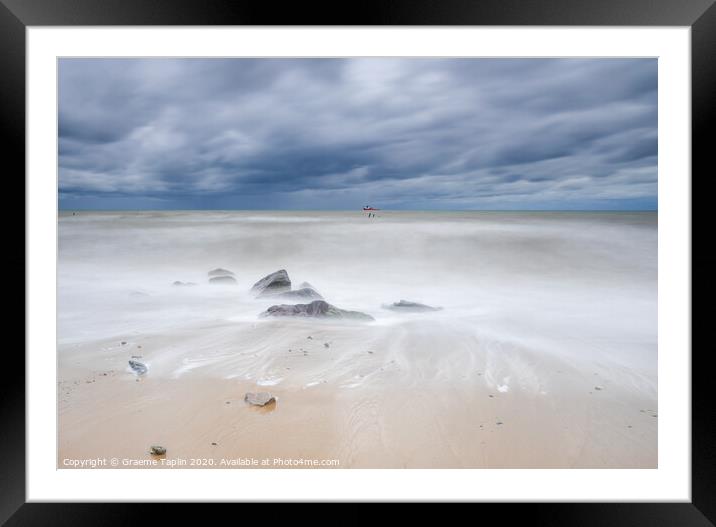 Moody skies at Happisburgh beach Norfolk Framed Mounted Print by Graeme Taplin Landscape Photography