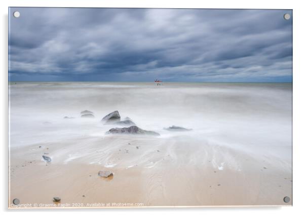 Moody skies at Happisburgh beach Norfolk Acrylic by Graeme Taplin Landscape Photography