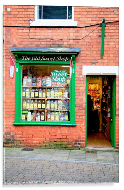 A small the Old Sweet Shop at Southwell in Nottinghamshire. Acrylic by john hill