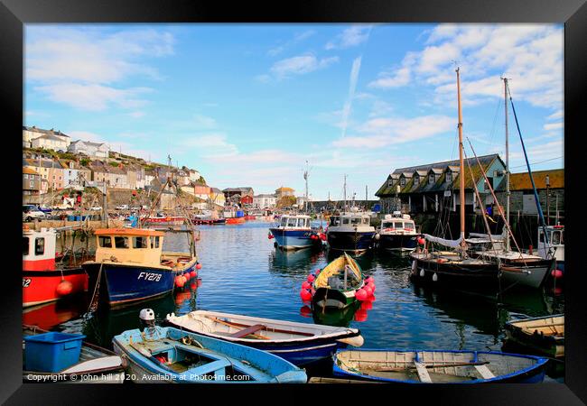 The Cornish harbour at Mevagissey in Cornwall.  Framed Print by john hill