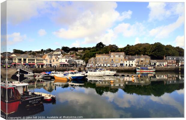 Reflections in the harbour at Padstow in Cornwall. Canvas Print by john hill