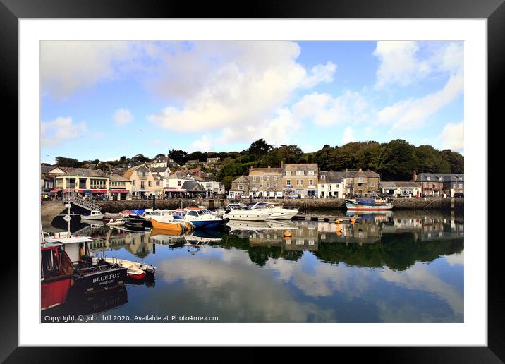 Reflections in the harbour at Padstow in Cornwall. Framed Mounted Print by john hill