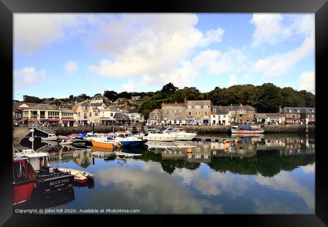Reflections in the harbour at Padstow in Cornwall. Framed Print by john hill