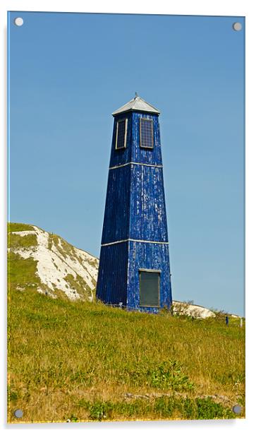 Samphire Hoe Tower Acrylic by Chris Thaxter