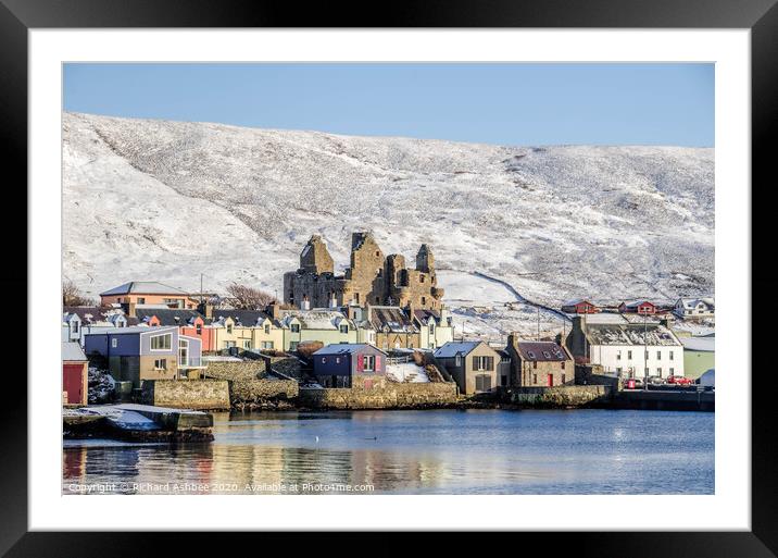 The small village of Scalloway, Shetland after a w Framed Mounted Print by Richard Ashbee