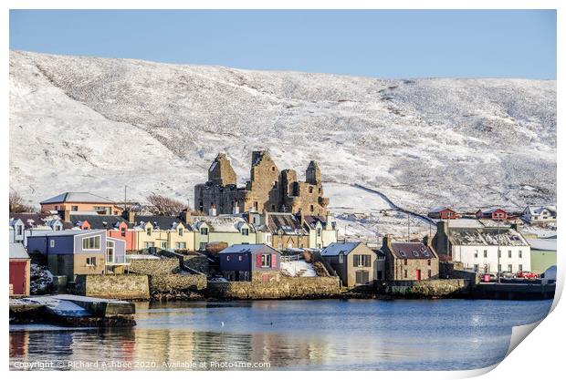 The small village of Scalloway, Shetland after a w Print by Richard Ashbee