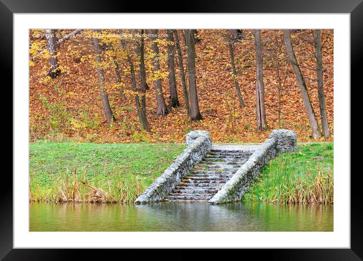 In the autumn pond down the stone old steps. Framed Mounted Print by Sergii Petruk