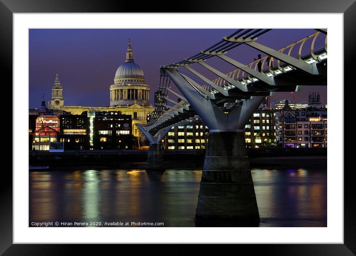 St Paul's Cathedral and the Millennium Bridge Framed Mounted Print by Hiran Perera