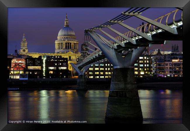 St Paul's Cathedral and the Millennium Bridge Framed Print by Hiran Perera