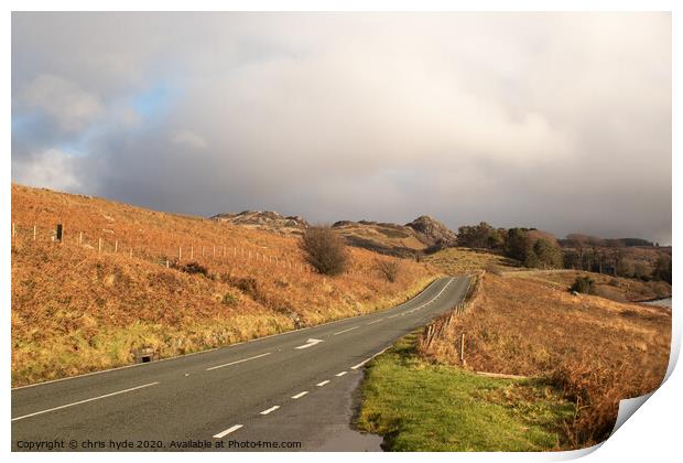 Capel Curig Highway Print by chris hyde