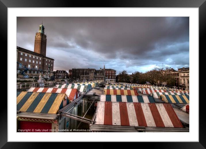 Norwich Market and City Hall Framed Mounted Print by Sally Lloyd