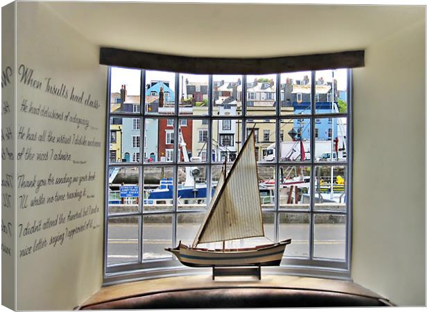 Model Yacht In A Window Canvas Print by Nicola Clark