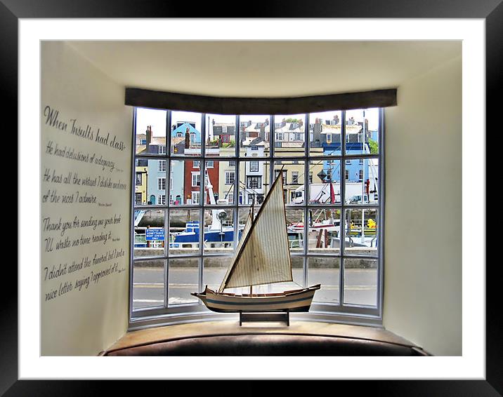 Model Yacht In A Window Framed Mounted Print by Nicola Clark
