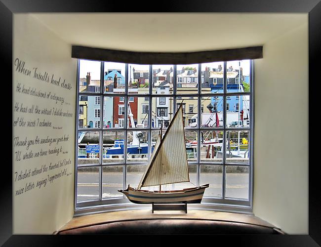 Model Yacht In A Window Framed Print by Nicola Clark