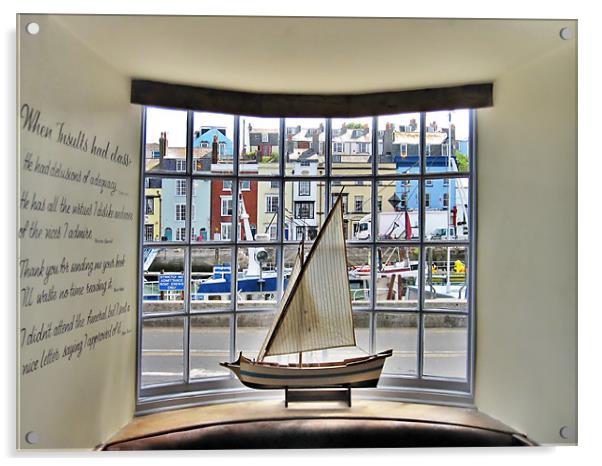 Model Yacht In A Window Acrylic by Nicola Clark