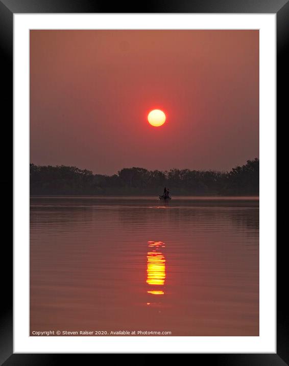 Sunrise Fishing, Lake Wingra, Madison, Wisconsin Framed Mounted Print by Steven Ralser