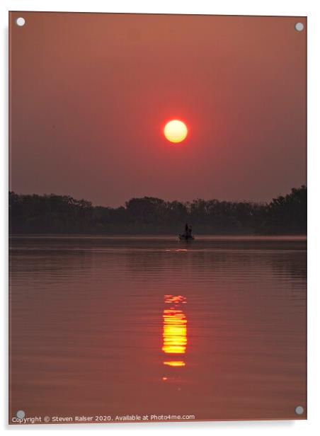 Sunrise Fishing, Lake Wingra, Madison, Wisconsin Acrylic by Steven Ralser