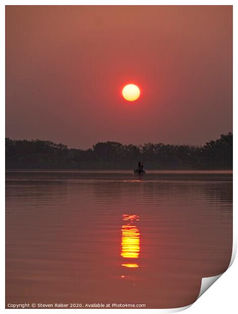 Sunrise Fishing, Lake Wingra, Madison, Wisconsin Print by Steven Ralser