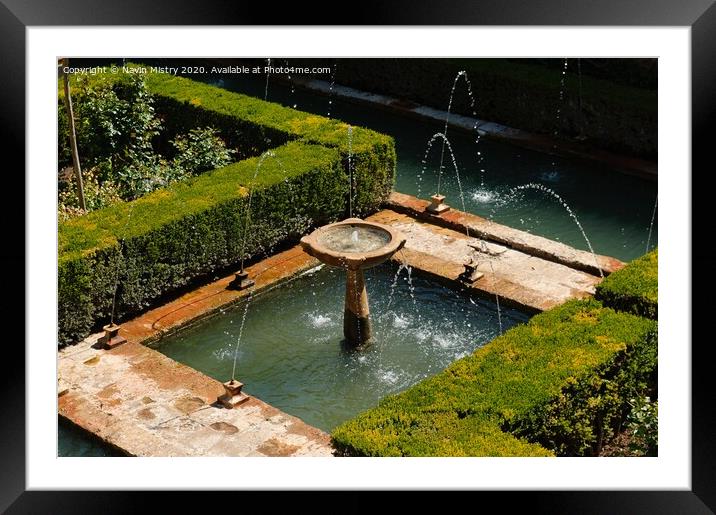 Alhambra Palace fountain Framed Mounted Print by Navin Mistry