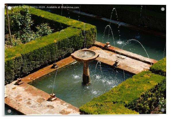 Alhambra Palace fountain Acrylic by Navin Mistry
