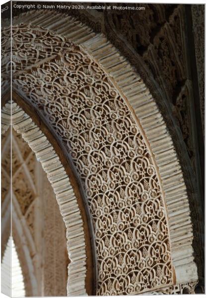 Details of the Alhambra Palace, Granada,  Canvas Print by Navin Mistry