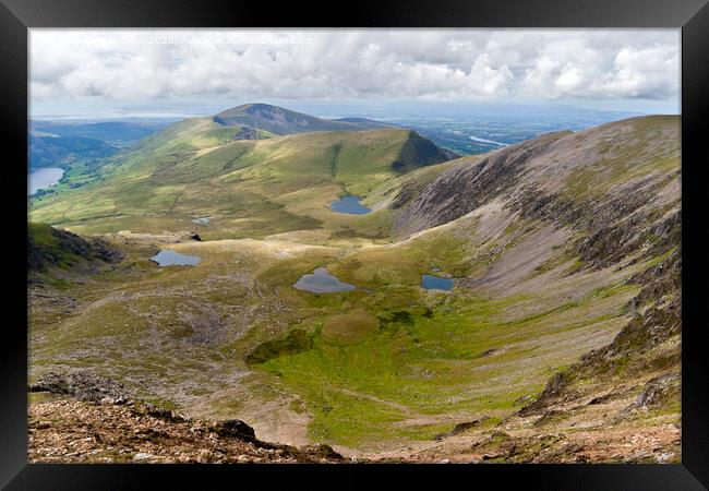 Mountain view from the Snowdon summit, Snowdonia, Wales Framed Print by Pere Sanz