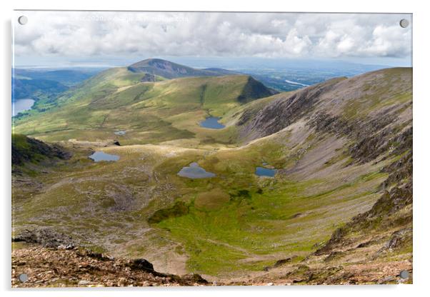 Mountain view from the Snowdon summit, Snowdonia, Wales Acrylic by Pere Sanz