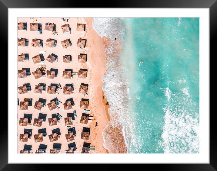Ocean Beach Home Decor, Summer Seaside, Aerial Beach Print, Sunny Beach Photography, Blue Sea Art Print Framed Mounted Print by Radu Bercan