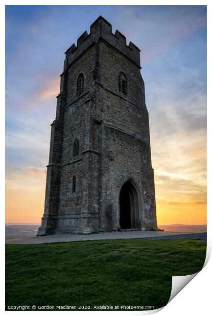 St Michael's Tower, Glastonbury Tor Print by Gordon Maclaren