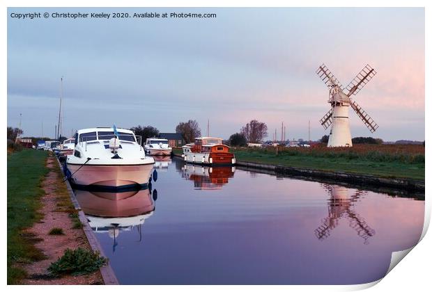 Sunrise at Thurne Mill Print by Christopher Keeley