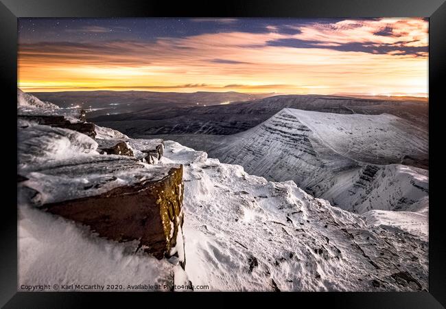 Snowy Night at the Brecon Beacons Framed Print by Karl McCarthy