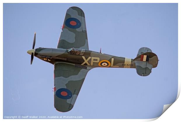 Hawker Hurricane close flypast Print by Geoff Walker