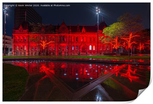 Remembrance Red at the town hall Print by Kevin Winter