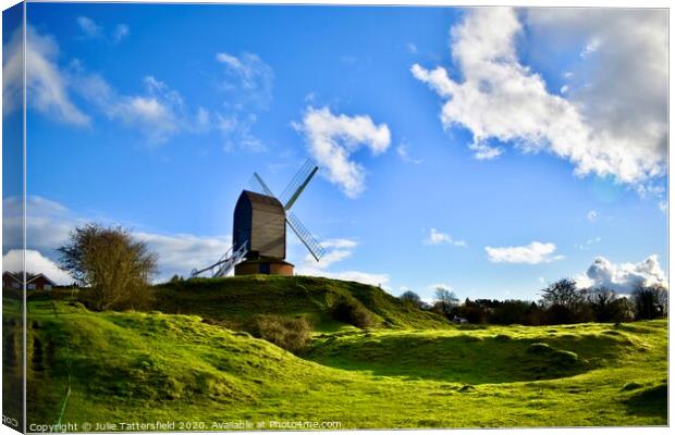 Brill windmill landscape, Oxfordshire in the Autum Canvas Print by Julie Tattersfield