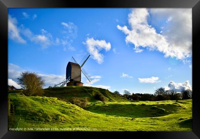 Brill windmill landscape, Oxfordshire in the Autum Framed Print by Julie Tattersfield