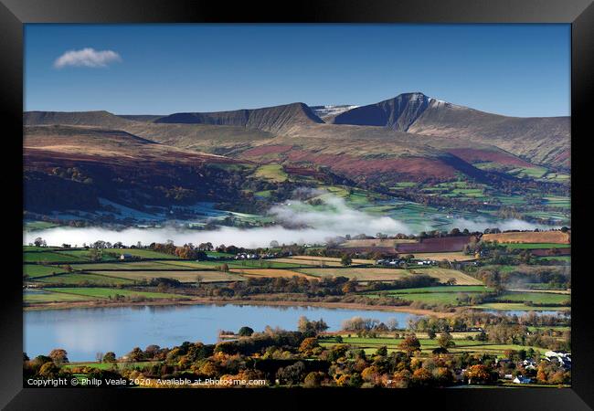 Brecon Beacons & Llangorse Lake Autumn Embrace. Framed Print by Philip Veale