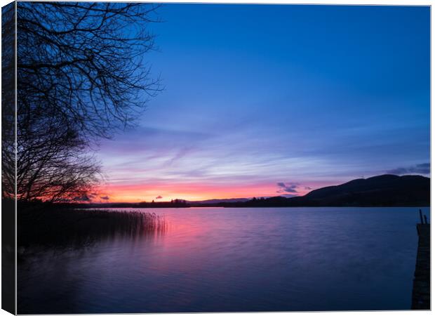 Lake of Menteith sunset. Canvas Print by Tommy Dickson