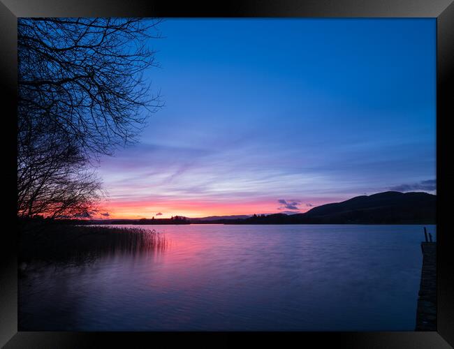 Lake of Menteith sunset. Framed Print by Tommy Dickson
