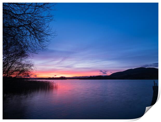 Lake of Menteith sunset. Print by Tommy Dickson