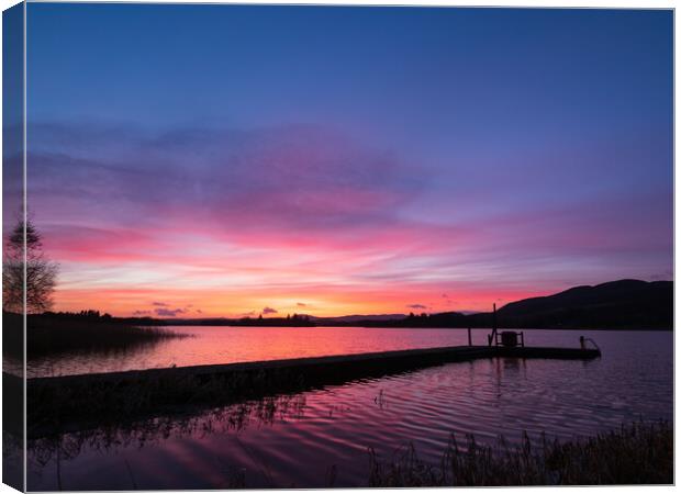 Lake of Menteith Sunset Canvas Print by Tommy Dickson