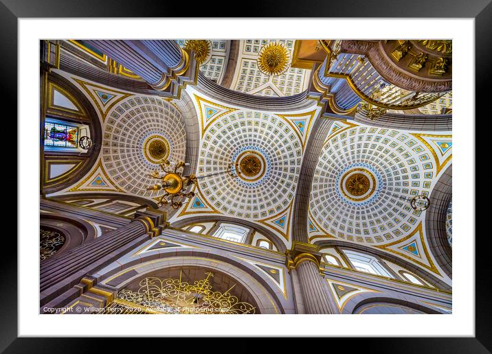 Basilica Ornate Colorful Ceiling Puebla Cathedral Mexico Framed Mounted Print by William Perry