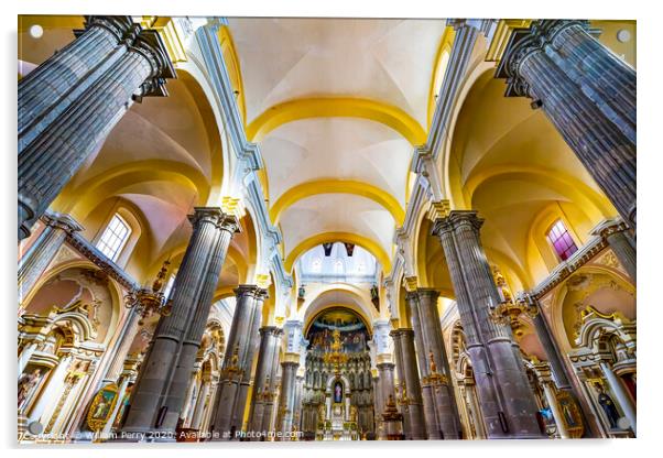 Basilica Altar La Compania Church Puebla Mexico Acrylic by William Perry