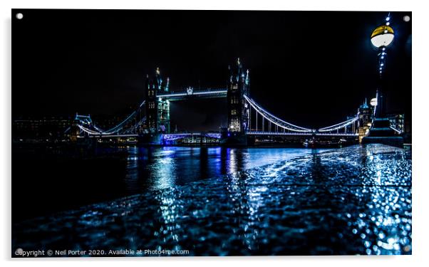 Rainy night in London Acrylic by Neil Porter
