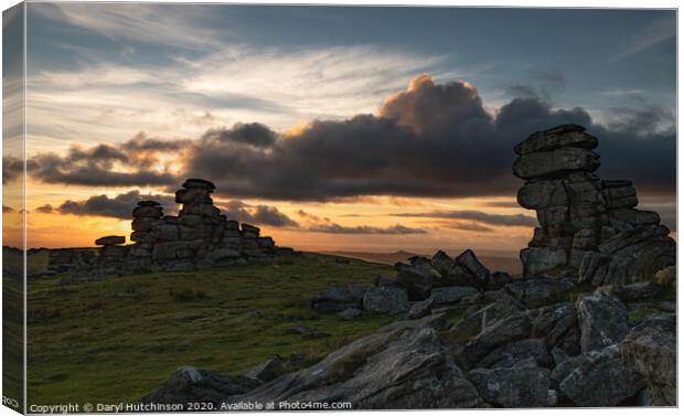 Sunset at Great Staple Tor Canvas Print by Daryl Peter Hutchinson